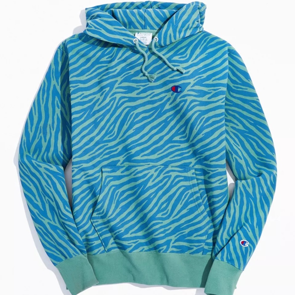 Champion Teal Zebra-Print Hoodie